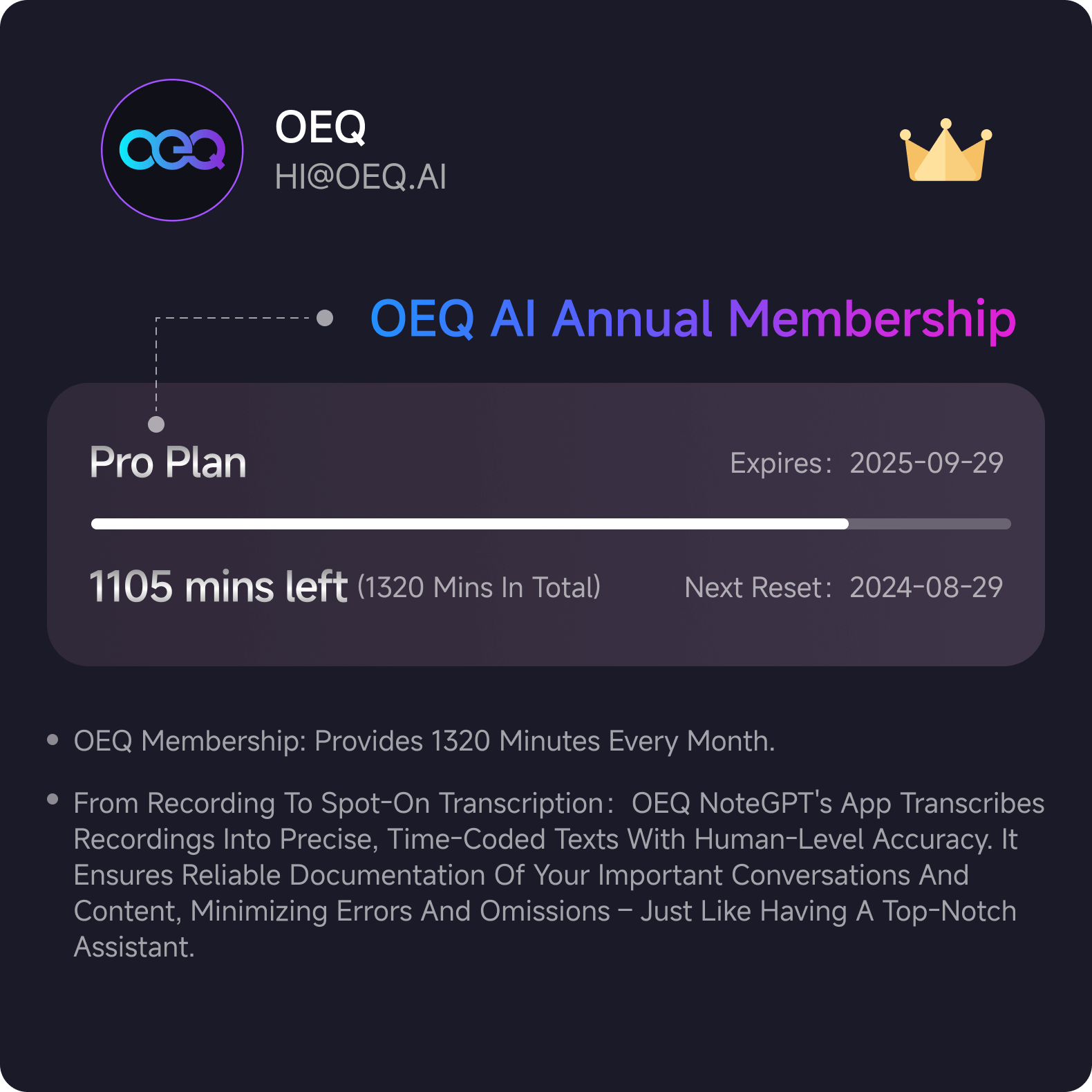 OEQ AI Annual Pro Plan